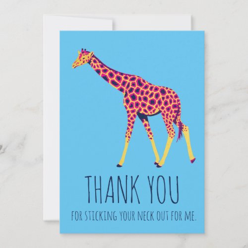 Bright colors giraffe thank you card