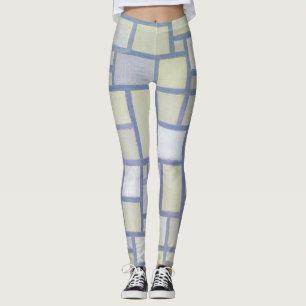 Bright Colors Gray Lines Piet Mondrian Leggings