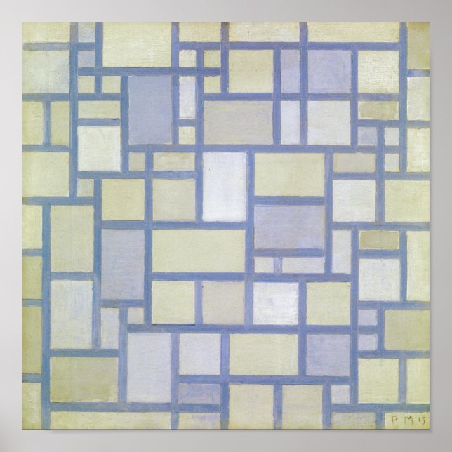Bright Colors Gray Lines | Piet Mondrian | Poster (Front)