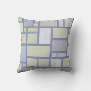 Bright Colors Gray Lines Piet Mondrian Throw Pillow