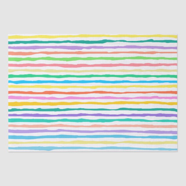 Bright colors hand-drawn stripes pattern tissue paper (Front)