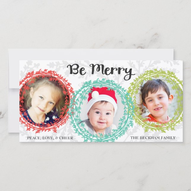 Bright Colors Holiday Photo Card / White (Front)