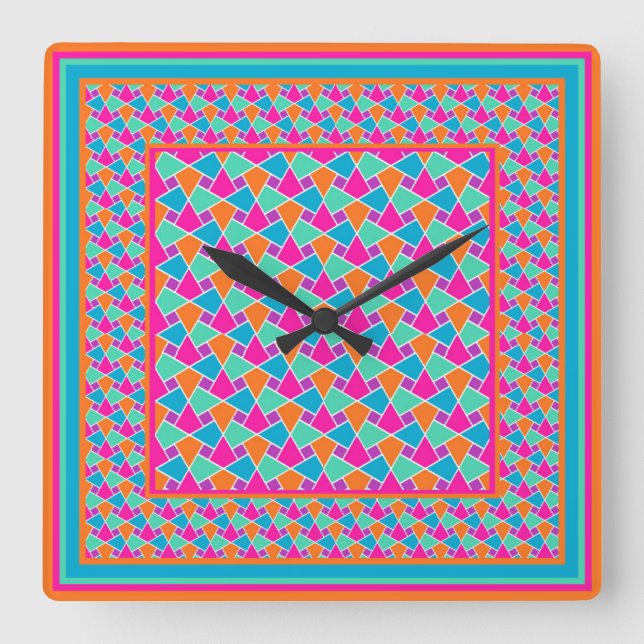 Bright Colors Islamic Pattern Wall Clock (Front)