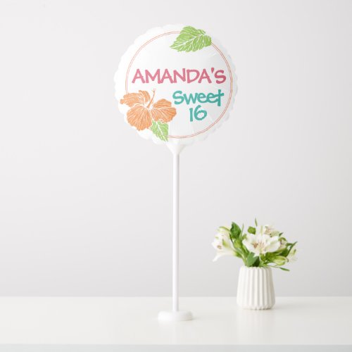 Bright Colors Island Luau Birthday Party Balloon