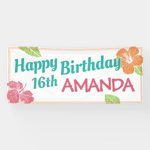 Bright Colors Island Luau Birthday Party Banner