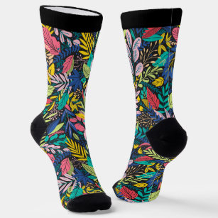 Bright colors leaves seamless pattern socks