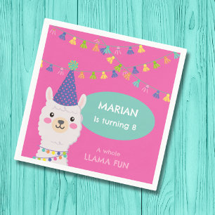 Bright colors llama party napkins