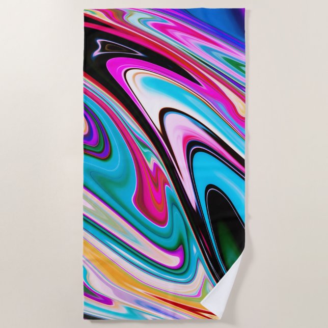 Bright Colors Marbled Beach Towel (Front)