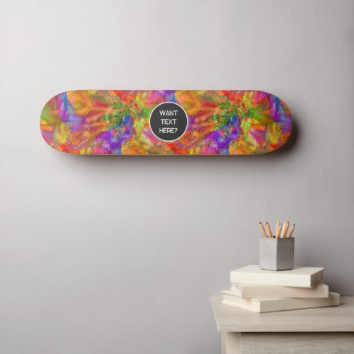 Bright Colors Paint Explosion _ Optional Text Skateboard