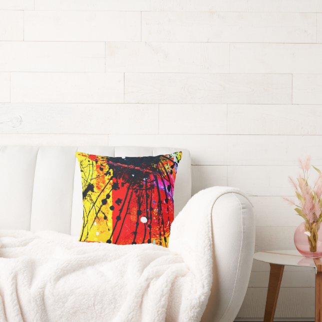 Bright Colors Patterns Painting. Buy Now Throw Pillow (Couch)