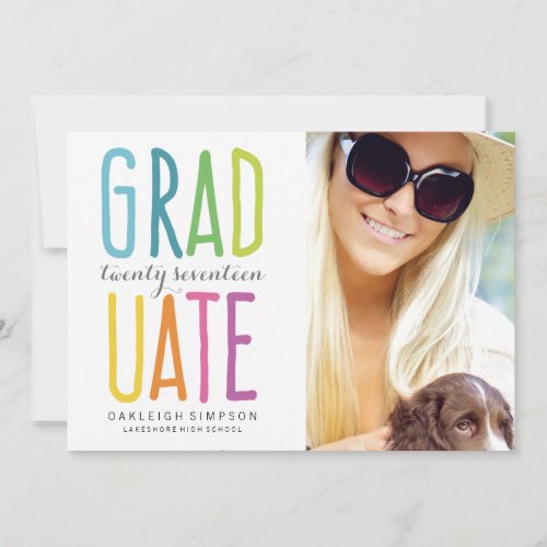 Bright Colors Rainbow Graduation Announcement