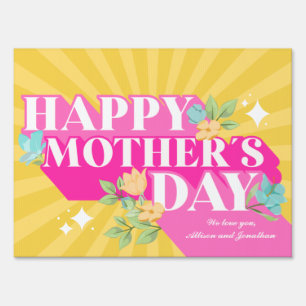 Bright Colors Retro Typography Happy Mothers Day Sign
