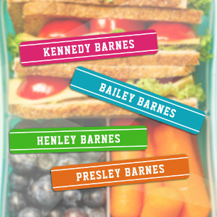 Bright Colors Sporty Varsity Back To School Name Labels