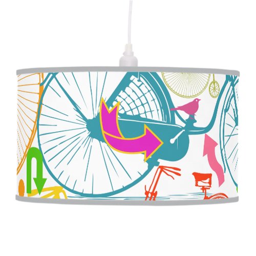 Bright Colors Stylized Vintage Bicycle Pattern Hanging Lamp