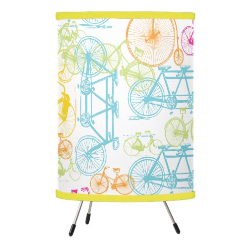 Bright Colors Stylized Vintage Bicycle Pattern Tripod Lamp