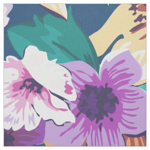 Bright colors summer flowers collage pattern fabric