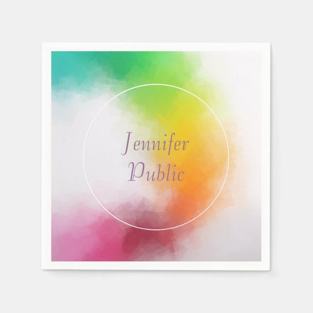 Bright Colors Template Handwritten Script Modern Napkins (Front)