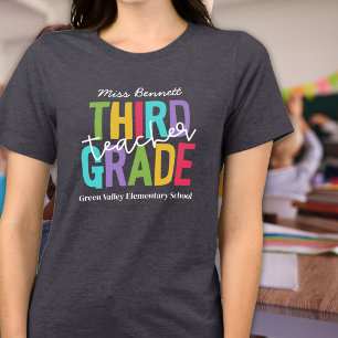 Bright Colors Third Grade Teacher Add Name T-Shirt