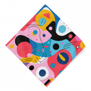 Bright colors whimsical shapes modern geometric bandana
