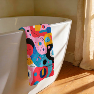 Bright colors whimsical shapes modern geometric bath towel set
