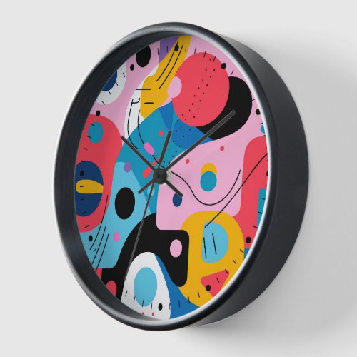 Bright colors whimsical shapes modern geometric clock