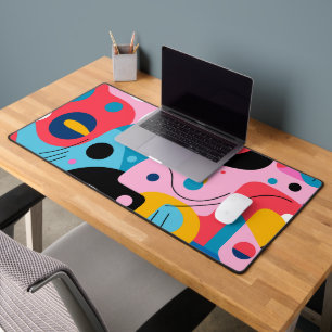 Bright colors whimsical shapes modern geometric desk mat