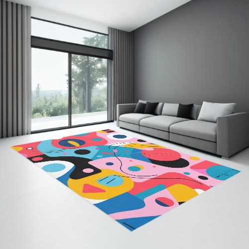 Bright colors whimsical shapes modern geometric rug