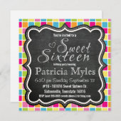 Bright Colors with Chalkboard Sign Sweet 16 Party Invitation (Front/Back)