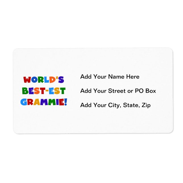 Bright Colors World's Best-est Grammie Gifts Label (Front)