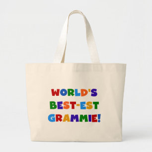 Bright Colors World's Best-est Grammie Gifts Large Tote Bag