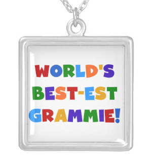 Bright Colors World's Best-est Grammie Gifts Silver Plated Necklace