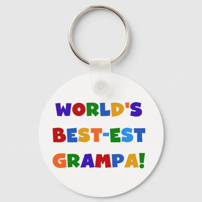 Bright Colors World's Best-est Grampa Gifts Keychain (Front)