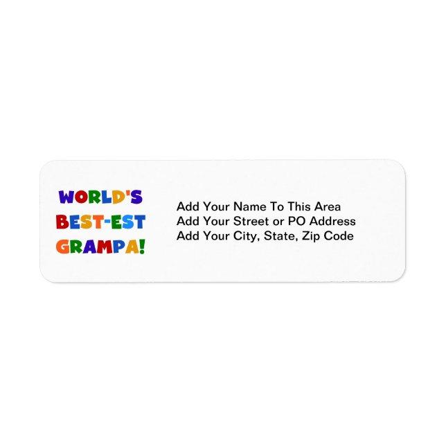 Bright Colors World's Best-est Grampa Gifts Label (Front)