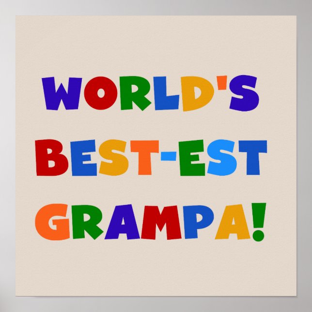 Bright Colors World's Best-est Grampa Gifts Poster (Front)
