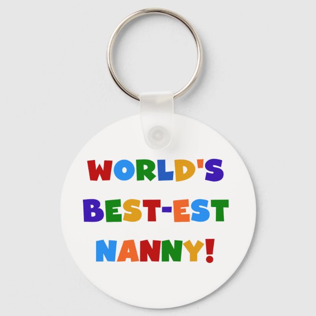 Bright Colors World's Best-est Nanny Gifts Keychain (Front)