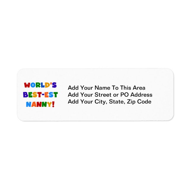 Bright Colors World's Best-est Nanny Gifts Label (Front)