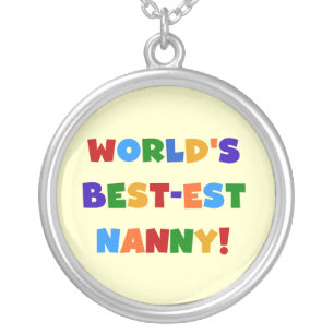 Bright Colors World's Best-est Nanny Gifts Silver Plated Necklace
