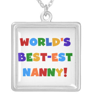 Bright Colors World's Best-est Nanny Gifts Silver Plated Necklace