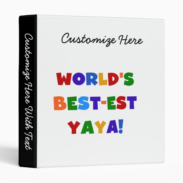 Bright Colors World's Best-est Yaya Gifts Binder (Front/Spine)