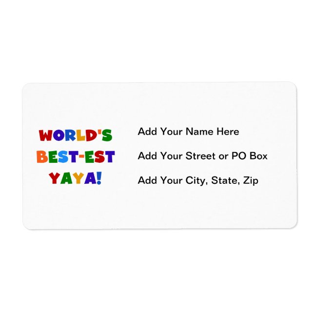 Bright Colors World's Best-est Yaya Gifts Label (Front)