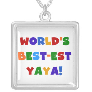 Bright Colors World's Best-est Yaya Gifts Silver Plated Necklace