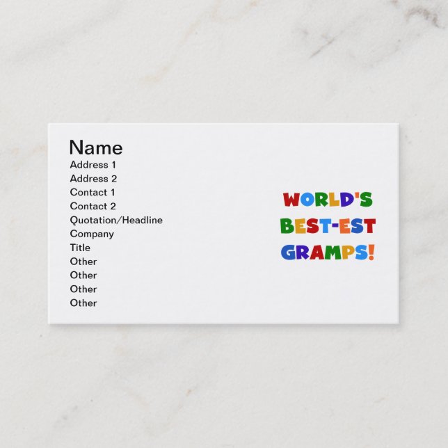 Bright Colors World's Best Gramps Gifts Business Card (Front)