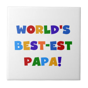 Bright Colors World's Best Papa Tshirts and Gifts Ceramic Tile