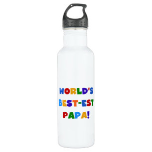 Bright Colors World's Best Papa Tshirts and Stainless Steel Water Bottle
