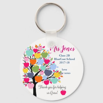 Bright Colourful Apple Tree Helping Us Grow Keychain by GenerationIns at Zazzle