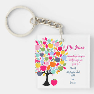 Bright colourful apple tree helping us grow keychain