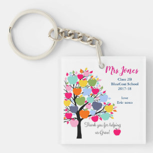 Bright colourful apple tree helping us grow keychain