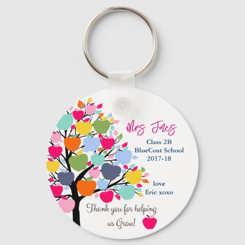 Bright colourful apple tree helping us grow keychain