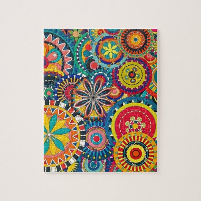 Bright Colourful Boho Floral Pattern Jigsaw Puzzle (Vertical)