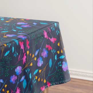 Bright & Colourful Fluro Floral Navy Tablecloth